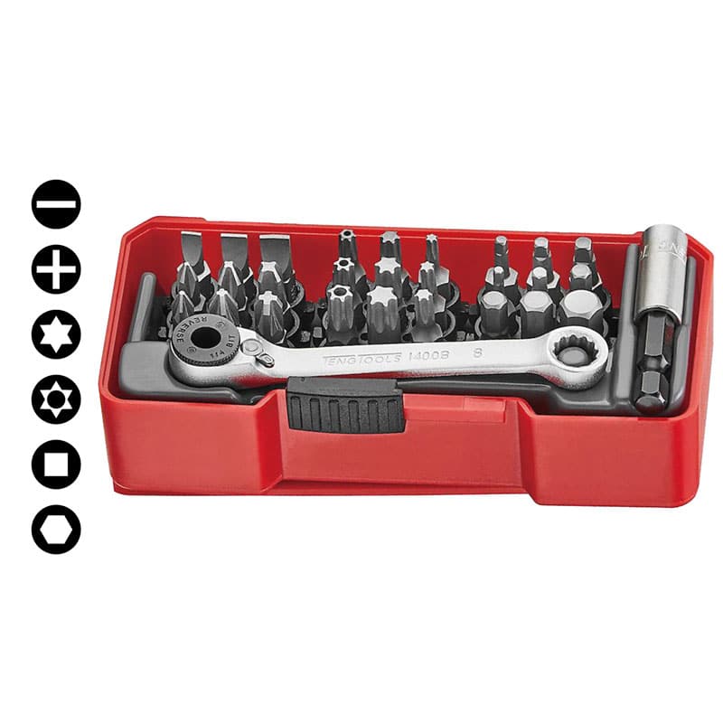 Insert Bit Set with 1/4″ Dr Ratchet Spanner – 29 Pc